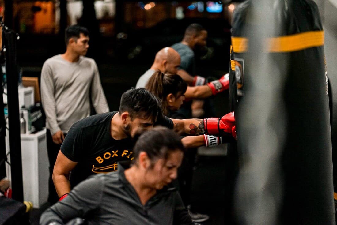 BoxFit members training together on the gym floor
